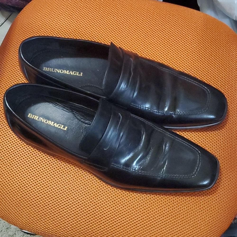 BRUNO MAGLI Black Leather Loafers - Size 14‎